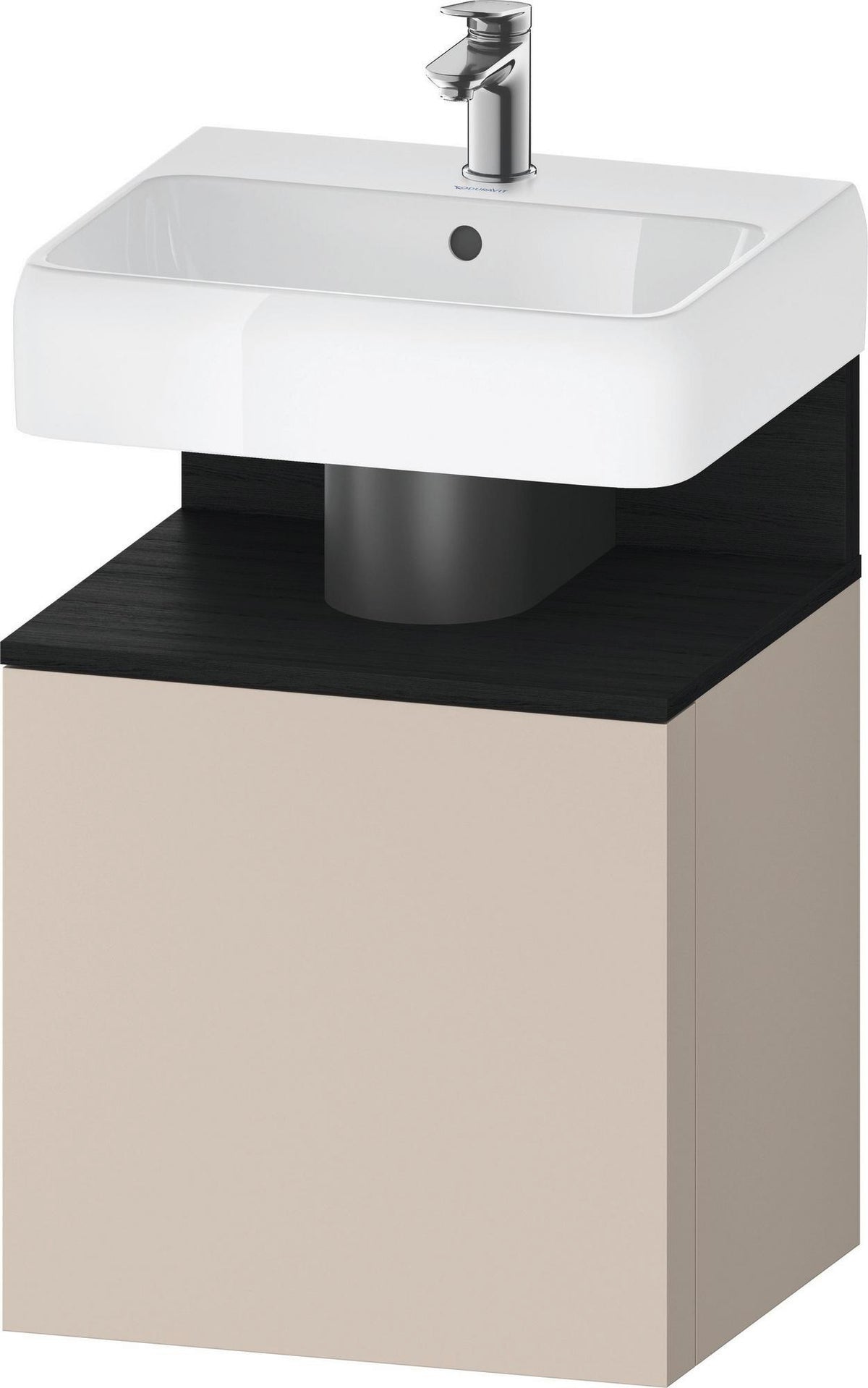 DURAVIT Qatego Waschtischunterbau 490 mm wandhängend, 1 Tür links, Weiß Matt mit Eiche Schwarz Nische
