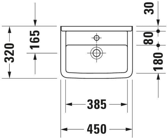 DURAVIT Handwaschbecken Starck 3 450 mm mit Überlauf, 1 Hahnloch, weiß
