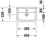 DURAVIT Handwaschbecken Starck 3 450 mm mit Überlauf, 1 Hahnloch, weiß