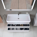 Duravit Qatego Waschtischunterbau 1190 mm – Weiß Matt mit Eiche Schwarz Nische, 1 Auszug, LED