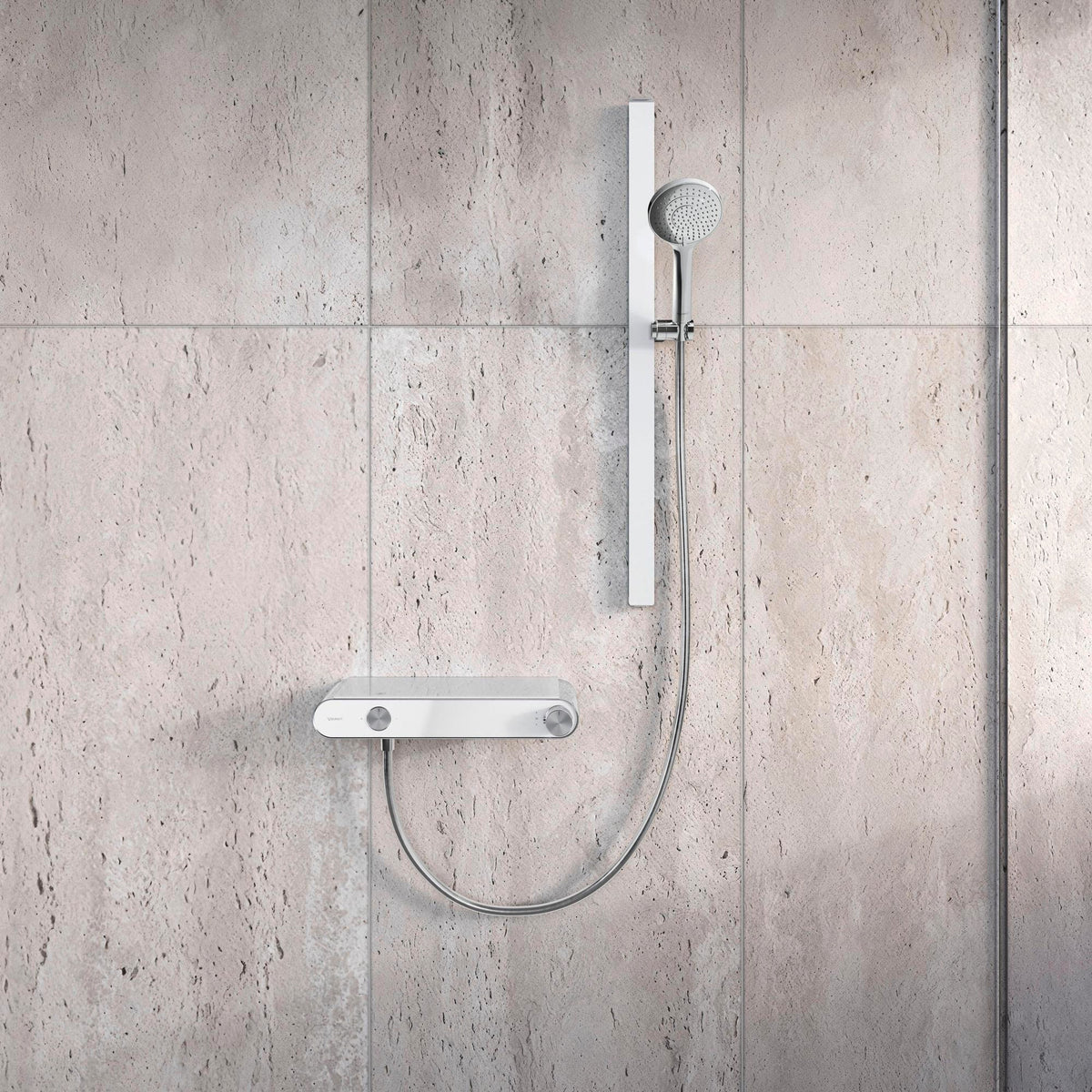 Duravit Brausestange 810 mm Chrom Weiß Hochglanz – Höhenverstellbar mit verdeckter Befestigung