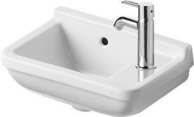 DURAVIT Handwaschbecken Starck 3 400 mm mit Überlauf, 1 Hahnloch rechts, WonderGliss