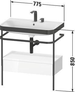 Duravit Waschtischset Happy D.2 Plus 775x490mm ein Hahnloch taupe supermatt