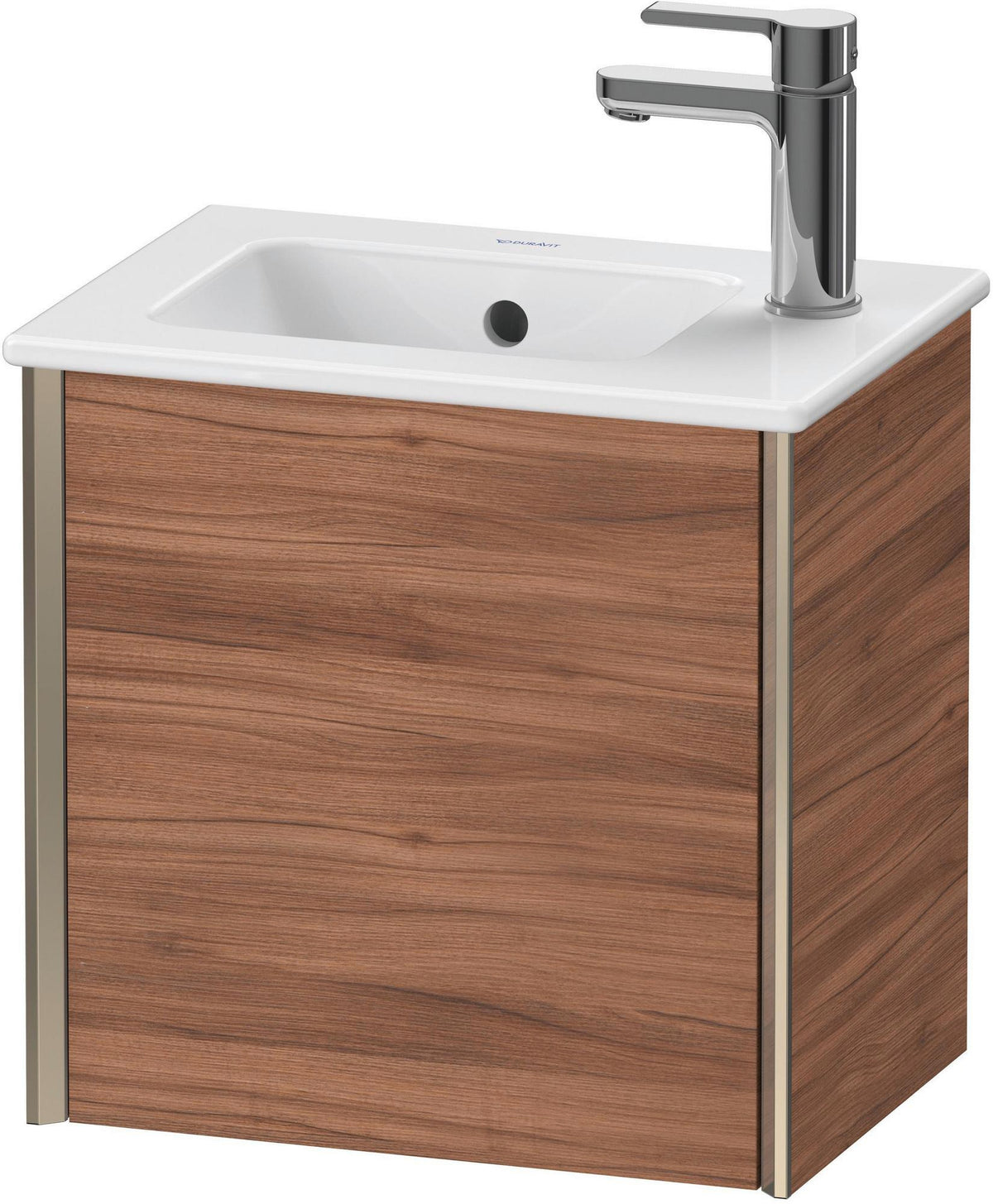 DURAVIT XViu Waschtischunterbau wandhängend 410 mm nussbaum dunkel, 1 Tür links, Tip-On
