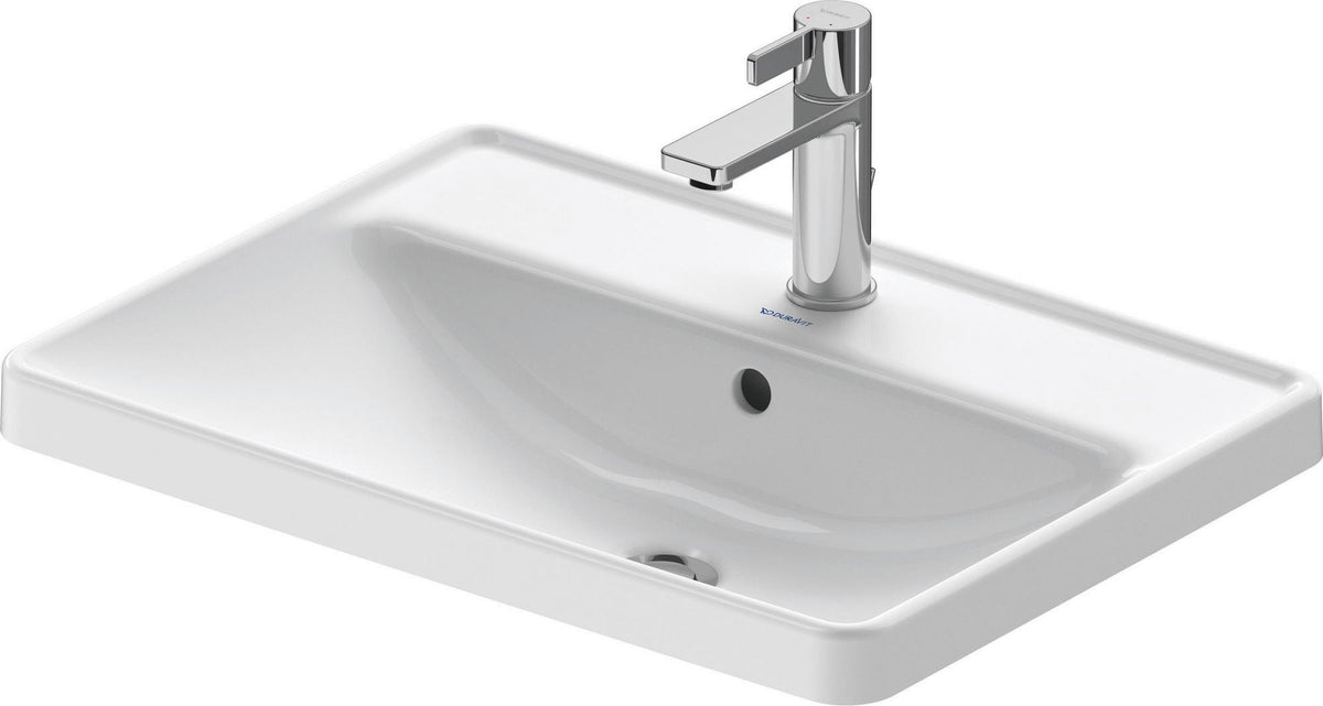 Duravit D-Neo Einbauwaschtisch 600 mm, 1 Hahnloch, mit Überlauf, weiß