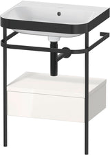 DURAVIT Happy D.2 c-bonded Waschtischset 850 mm mit Metallkonsole, weiß hochglanz, bodenstehend