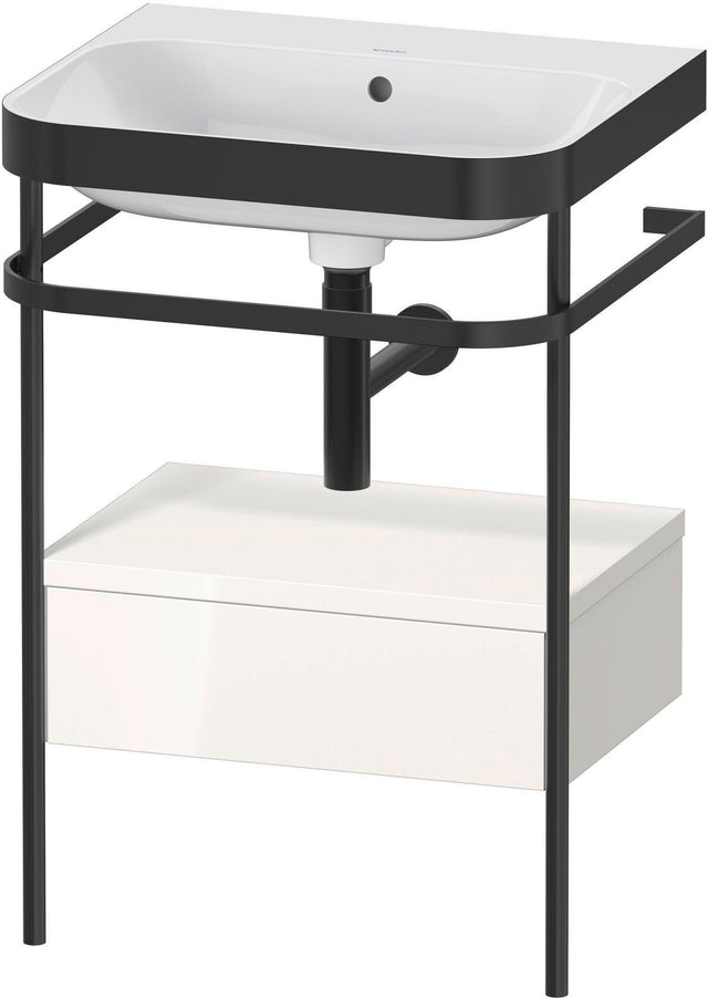 DURAVIT Happy D.2 c-bonded Waschtischset 850 mm mit Metallkonsole, weiß hochglanz, bodenstehend