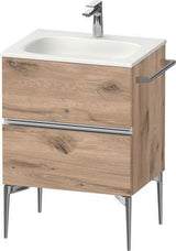 Duravit Sivida Waschtischunterbau 610 mm, bodenstehend, 2 Schubkästen, Weiß Hochglanz