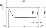 DURAVIT D-Neo Whirlwanne 1500x750 mm Einbau mit Jet-Project, 6 verstellbare Düsen, Weiß
