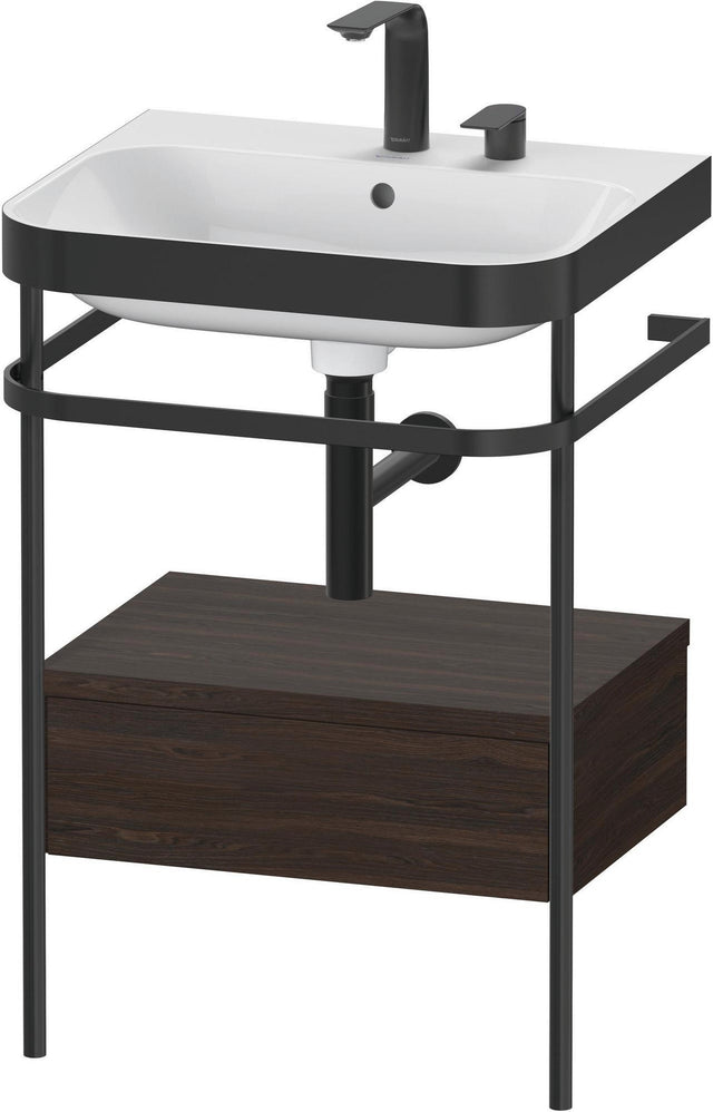 DURAVIT Happy D.2 c-bonded Waschtischset mit Metallkonsole, Nussbaum gebürstet, 850 mm, bodenstehend