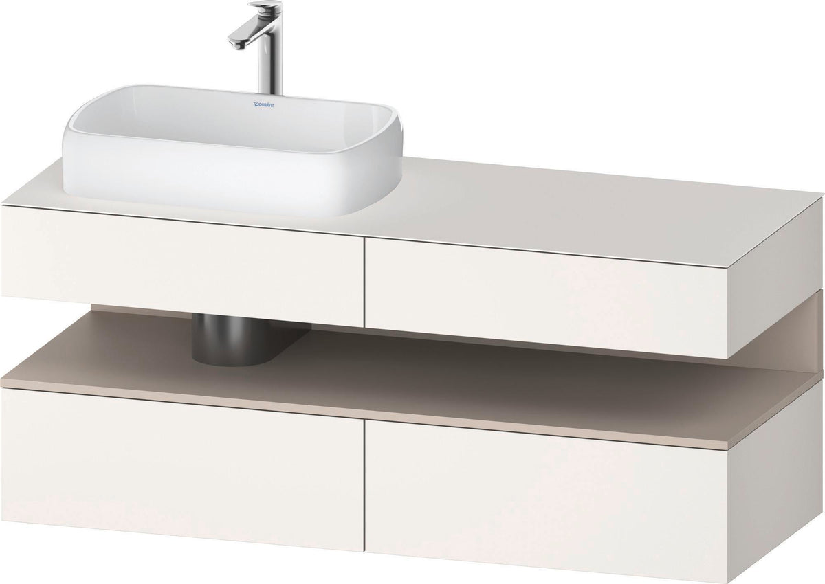 Duravit Qatego Konsolenwaschtischunterbau 1400 mm weiß hochglanz mit Eiche schwarz Nische