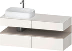 weiß supermatt / Nische taupe matt, mit Siphonausschnitt und Schürze / weiß