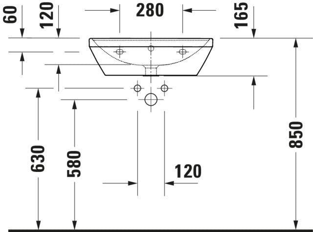 Duravit D-Neo Waschtisch 550 mm weiß mit Überlauf und WonderGliss