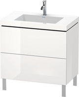 Duravit L-Cube Waschtischset 800x480mm mit Möbelwaschtisch Vero Air, 2 Auszüge, 1 Hahnlochbank, seidenmatt