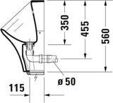 DURAVIT DuraStyle Urinal 300x340 mm weiß mit elektronischer Steuerung, Batteriebetrieb und Fliege