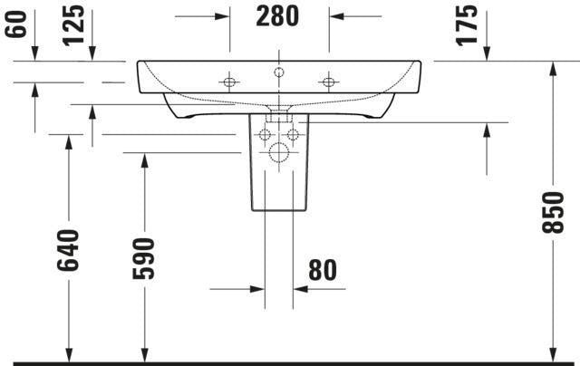 Duravit No.1 Möbelwaschtisch 550 mm weiß mit Überlauf und Hahnlochbank