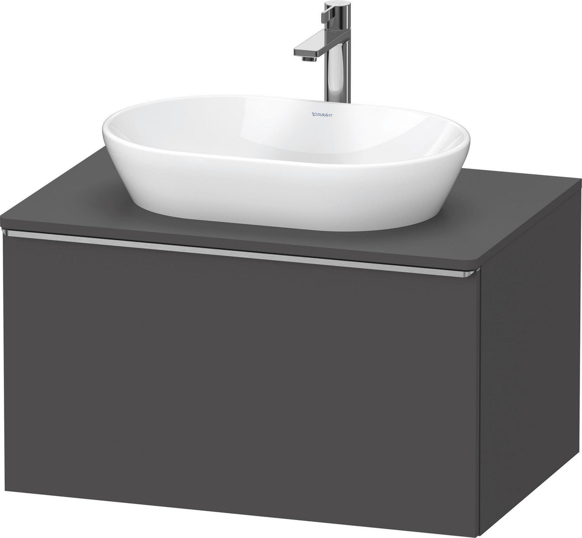 DURAVIT D-Neo Konsolenwaschtischunterbau 800 mm betongrau matt mit Bronze-Griff und Soft-Close-Auszug