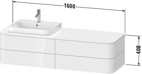 DURAVIT Happy D.2 Konsolenwaschtischunterbau taupe supermatt 1600 mm mit Tip-On Technik und LED Innenbeleuchtung