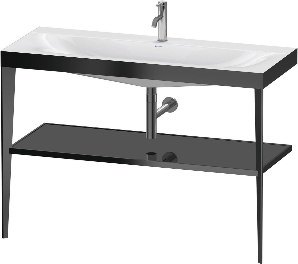 DURAVIT XViu c-bonded Waschtischset 1200 mm in Schwarz Matt mit Metallkonsole und apricot pearl Hochglanz