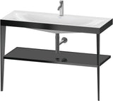 DURAVIT XViu c-bonded Waschtischset 1200 mm in Schwarz Matt mit Metallkonsole und apricot pearl Hochglanz