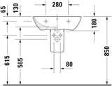 Duravit Waschtisch ME by Starck 600 mm mit Überlauf, 3 Hahnlöchern, weiß