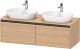 Duravit Ketho.2 Konsolen-Waschtischunterbau 1400 mm Betongrau Matt mit 2 Auszügen