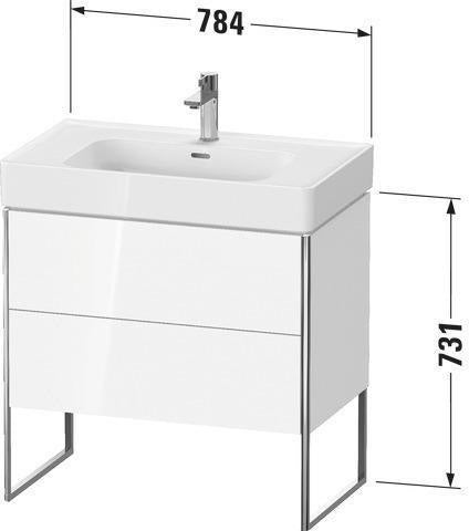 Duravit Waschtischunterbau XSQUARE 784 mm ta s-matt mit 2 Auszügen und Fußgestell