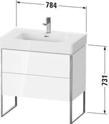 Duravit Waschtischunterbau XSQUARE 784 mm ta s-matt mit 2 Auszügen und Fußgestell