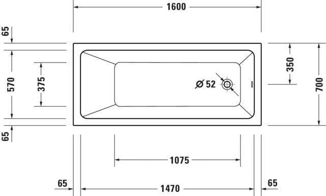 Duravit No.1 Badewanne 1500x700 mm Einbauversion mit 1 Rückenschräge in Weiß