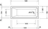 Duravit No.1 Badewanne 1500x700 mm Einbauversion mit 1 Rückenschräge in Weiß