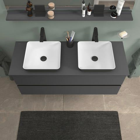 DURAVIT Sivida Aufsatzwaschtisch 400 mm DuroCast Plus ohne Überlauf in Dunkelgrau matt/Weiß