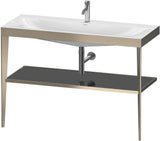 DURAVIT XViu c-bonded Waschtischset 1200 mm in Schwarz Matt mit Metallkonsole und apricot pearl Hochglanz