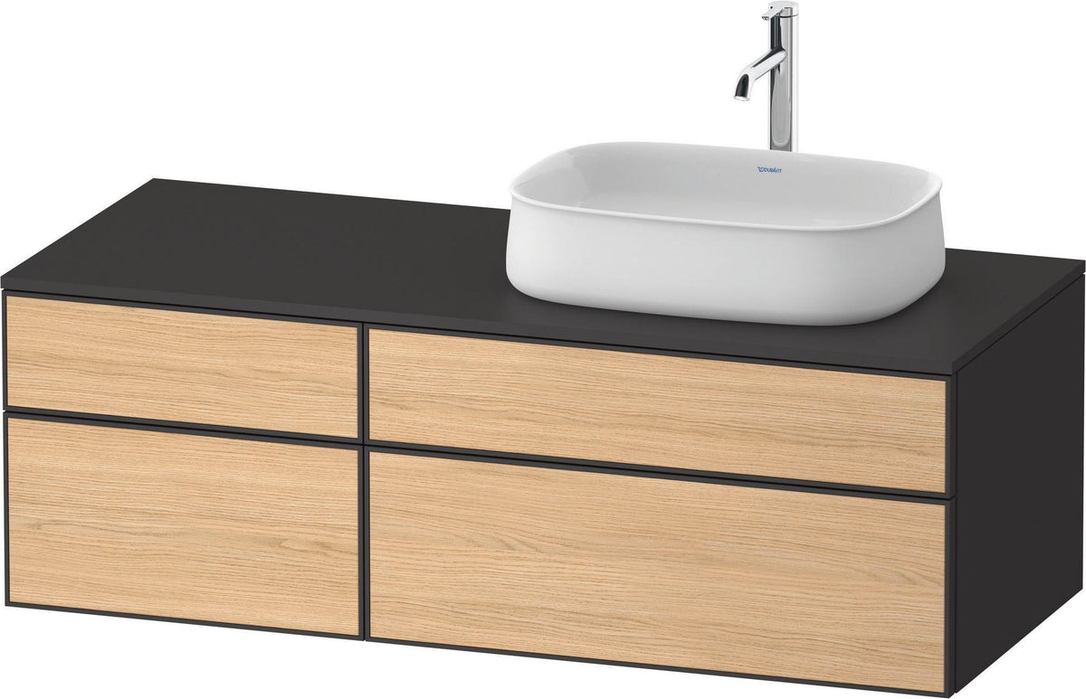 DURAVIT Zencha Konsolenwaschtischunterbau 1300 mm Eiche Anthrazit mit 2 Auszügen und Tip-on-Technik