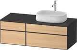 DURAVIT Zencha Konsolenwaschtischunterbau 1300 mm Eiche Anthrazit mit 2 Auszügen und Tip-on-Technik