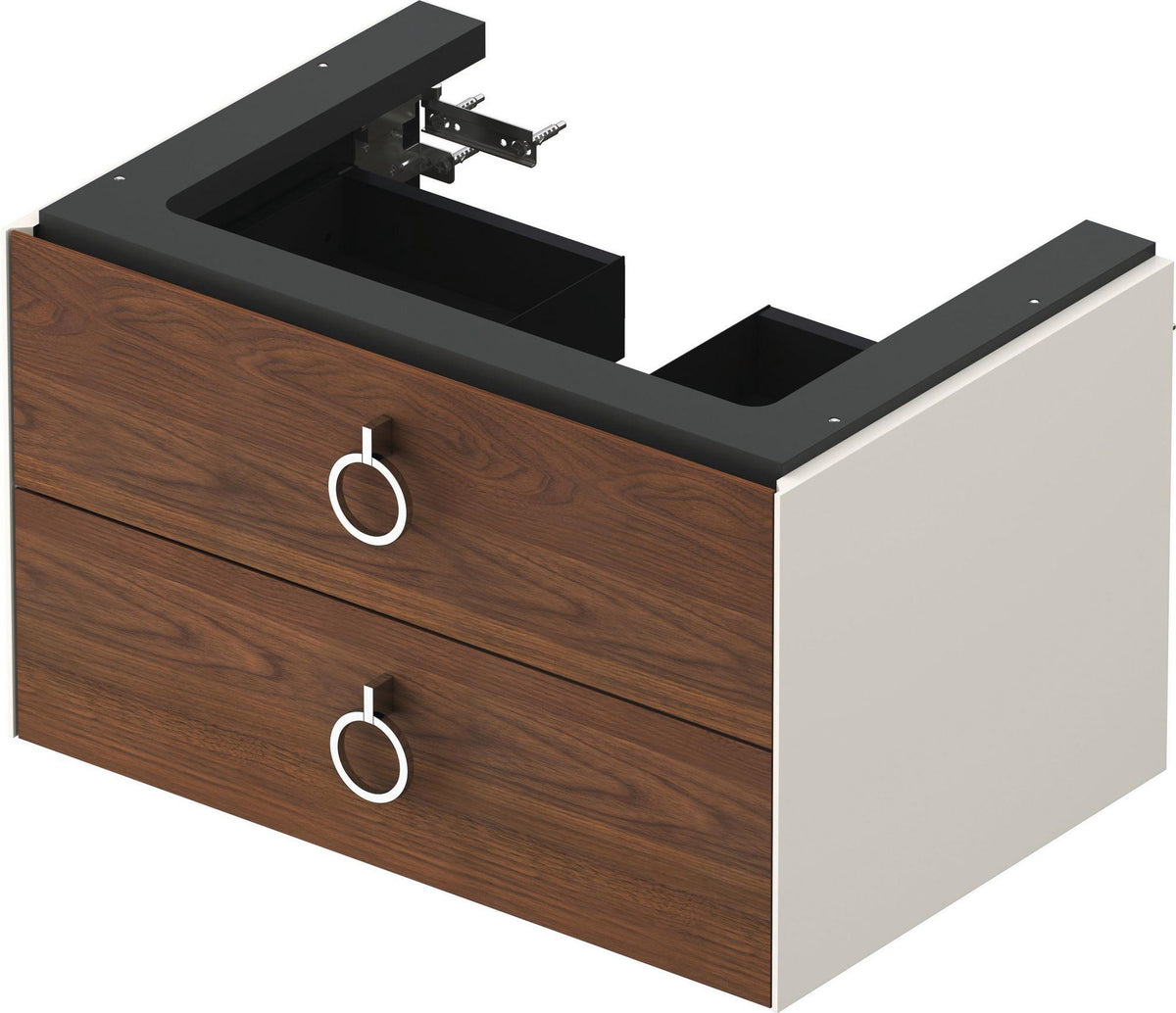 DURAVIT Waschtischunterbau White Tulip 684 mm wandhängend, 2 Schubkästen, Nussbaum/Taupe Hochglanz