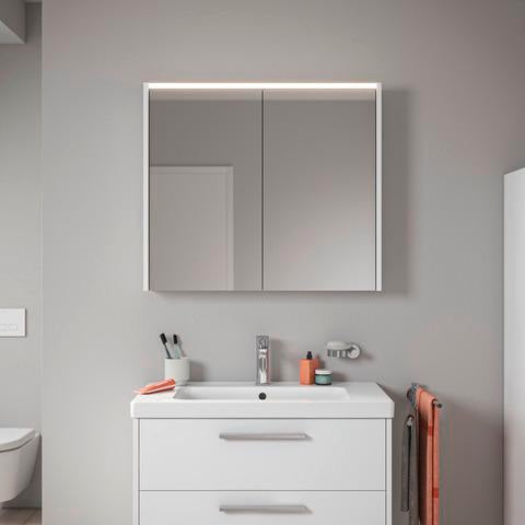 DURAVIT D-Code Spiegelschrank 800 mm mit LED-Beleuchtung, 2 Türen, Eiche Marmor