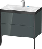 Mitteldichte Faserplatte (MDF) / 2Ausz.,2Hl,schwarz / dolomiti grey hochglanz