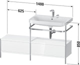 Duravit Happy D.2 Plus Waschtischunterbau 1400 mm mit Metallkonsole und Keramikwaschtisch