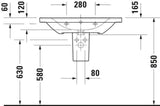 Duravit D-Neo Wandwaschtisch 650 mm weiß mit Überlauf und WonderGliss