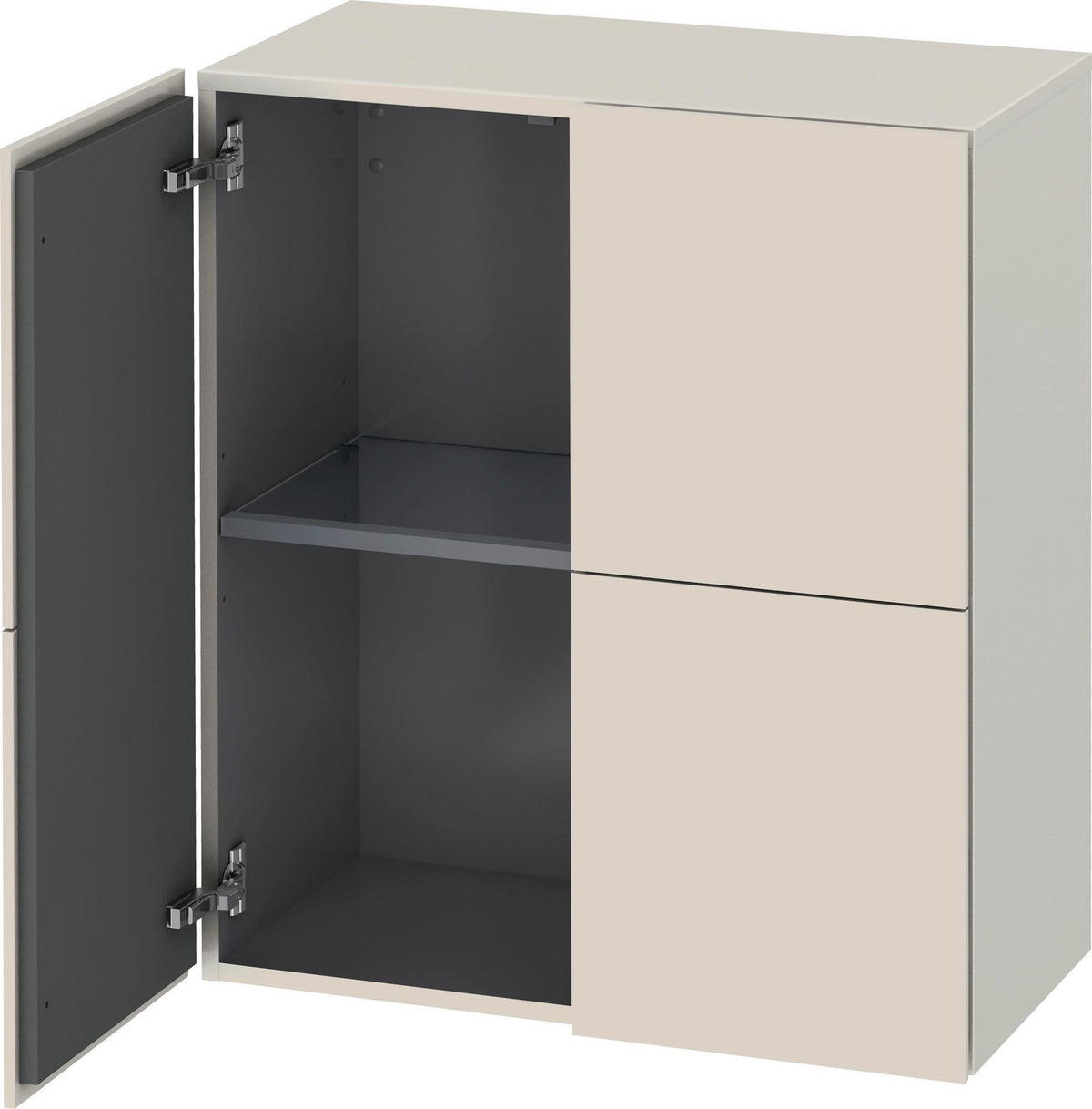 Duravit L-Cube Halbhochschrank 700 mm, 2 Türen, Taupe matt, Soft-Close, wandhängend