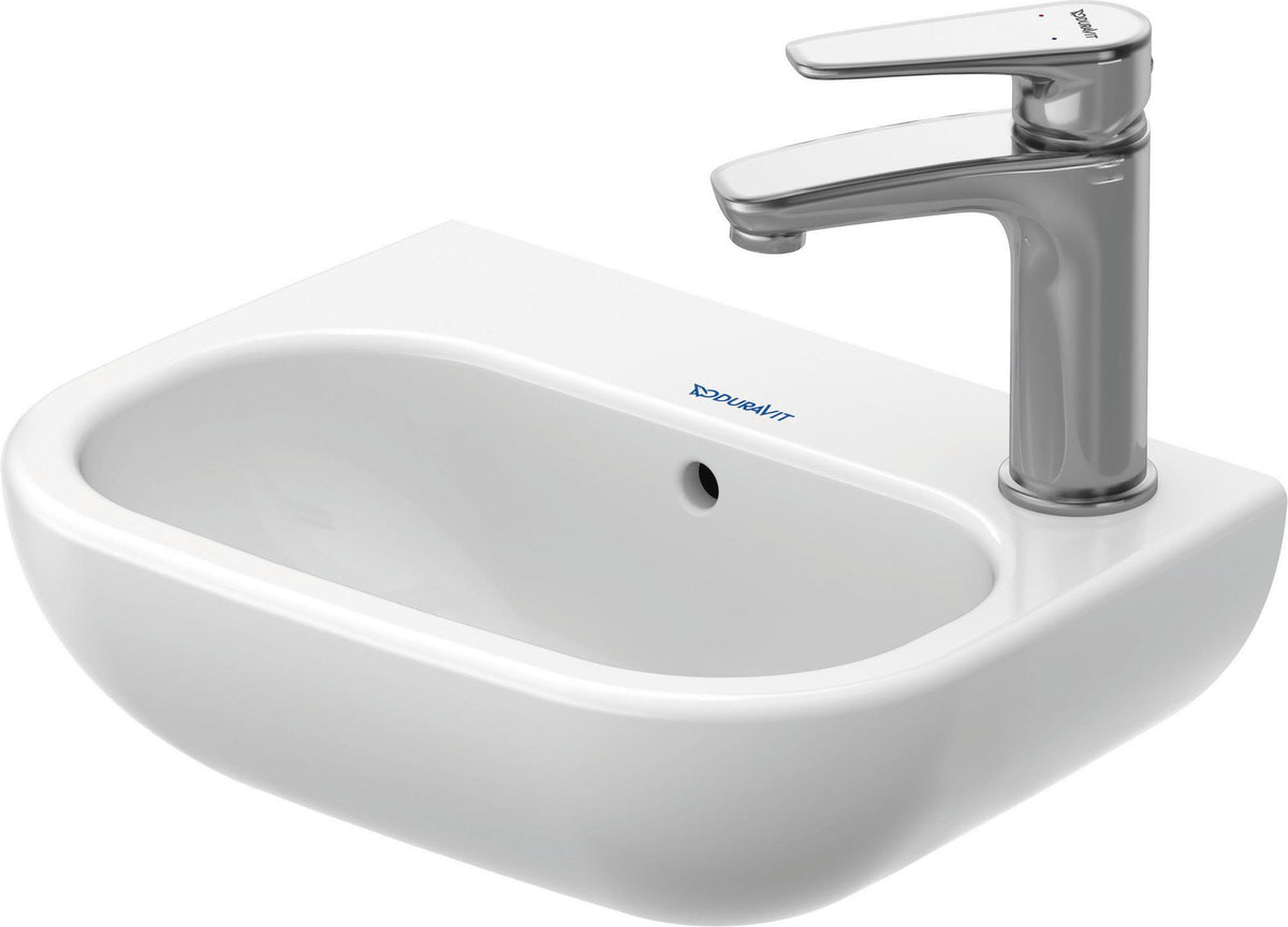 Duravit D-Code Handwaschbecken 360 mm mit Überlauf, 1 Hahnloch rechts, wandhängend, weiß