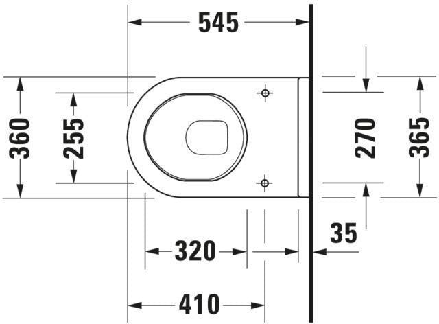 Duravit Wand-WC Starck 3 Tiefspüler 545 mm mit WonderGliss Beschichtung, weiß