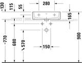 Duravit Waschtisch Vero Air 500 mm mit Überlauf und Hahnlochbank, weiss, geschliffen