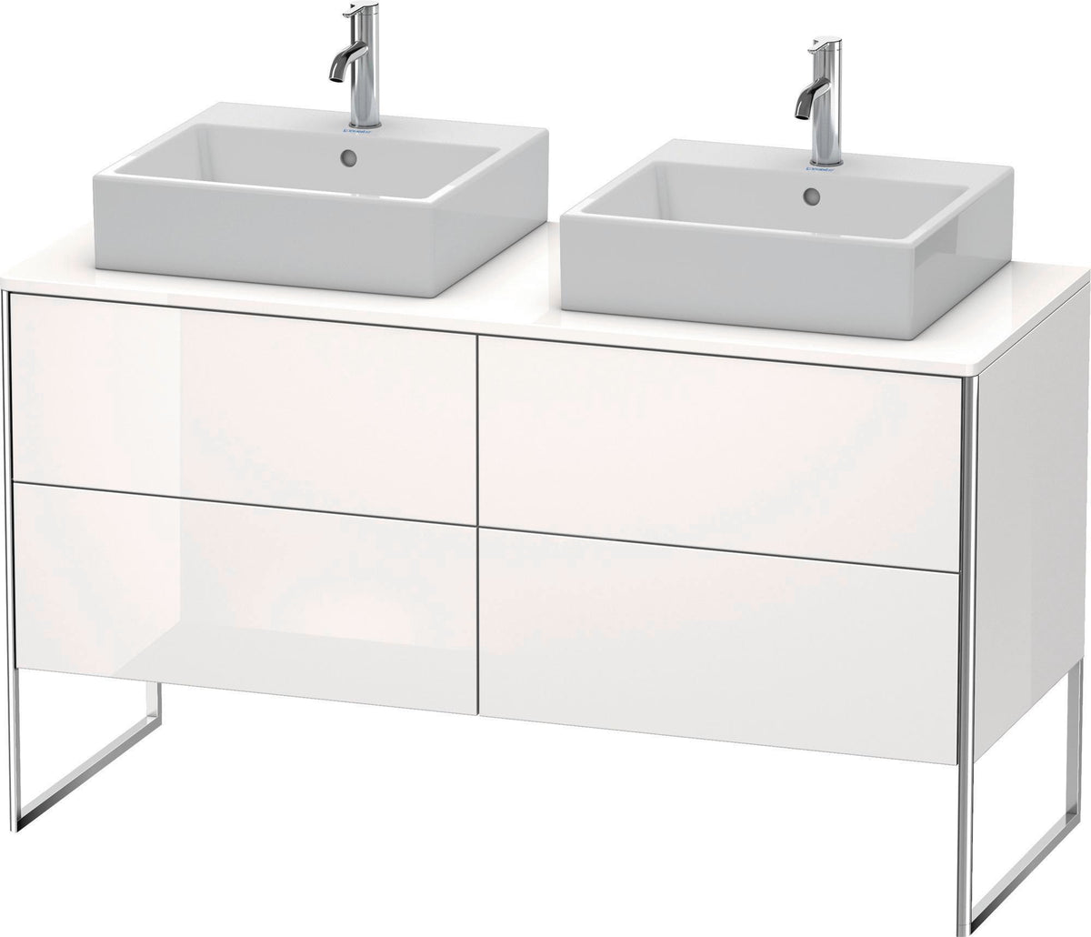 DURAVIT XSquare Waschtischunterbau 1400 mm betongrau matt mit 4 Schubkästen und Tip-On-Technik
