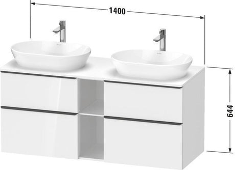 Duravit D-Neo Konsolenwaschtischunterbau 1400 mm Eiche Terra Matt, wandhängend, 2 Schubladen