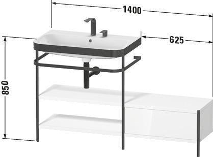 Duravit Happy D.2 Plus Waschtischunterbau 1400 mm mit Metallkonsole supermatt
