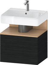 DURAVIT Qatego Waschtischunterbau 590 mm wandhängend, 1 Auszug, weiß Hochglanz, Nische Eiche Schwarz