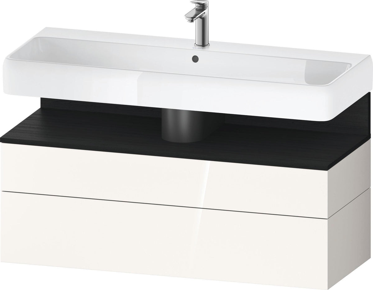 Duravit Qatego Waschtischunterbau 1190 mm – Weiß Matt mit Eiche Schwarz Nische, 1 Auszug, LED