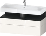 Duravit Qatego Waschtischunterbau 1190 mm – Weiß Matt mit Eiche Schwarz Nische, 1 Auszug, LED