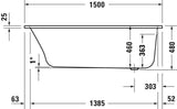 DURAVIT Qatego Whirlwanne 1500x750mm Rechteckig Einbau Weiß mit Fußgestell